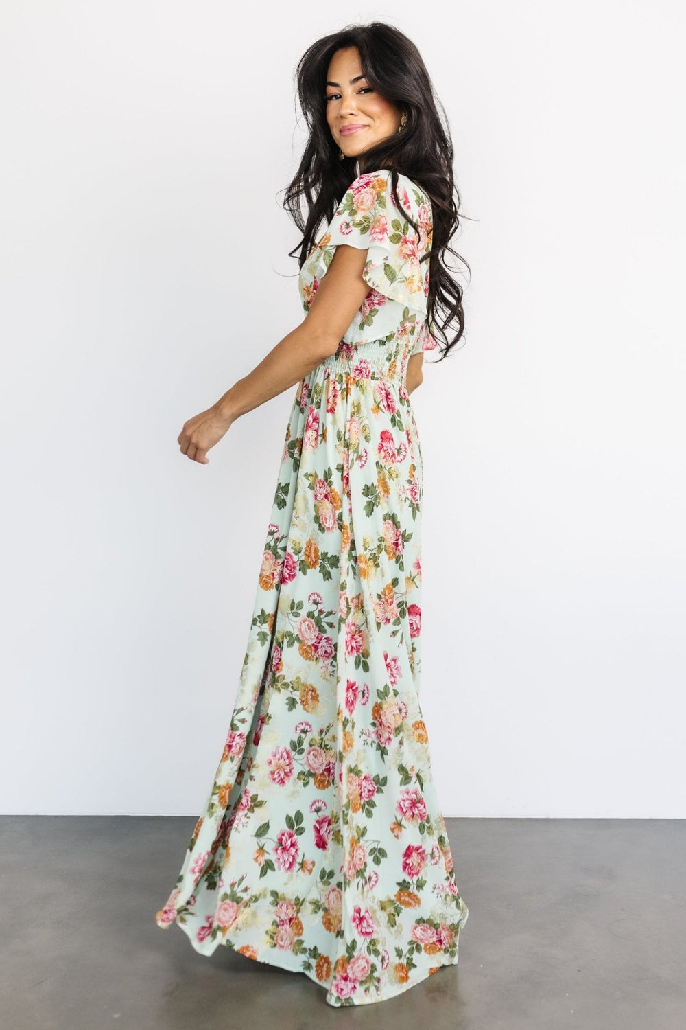 Lynlee Metallic Maxi Dress | Baltic Born Sage + Pink