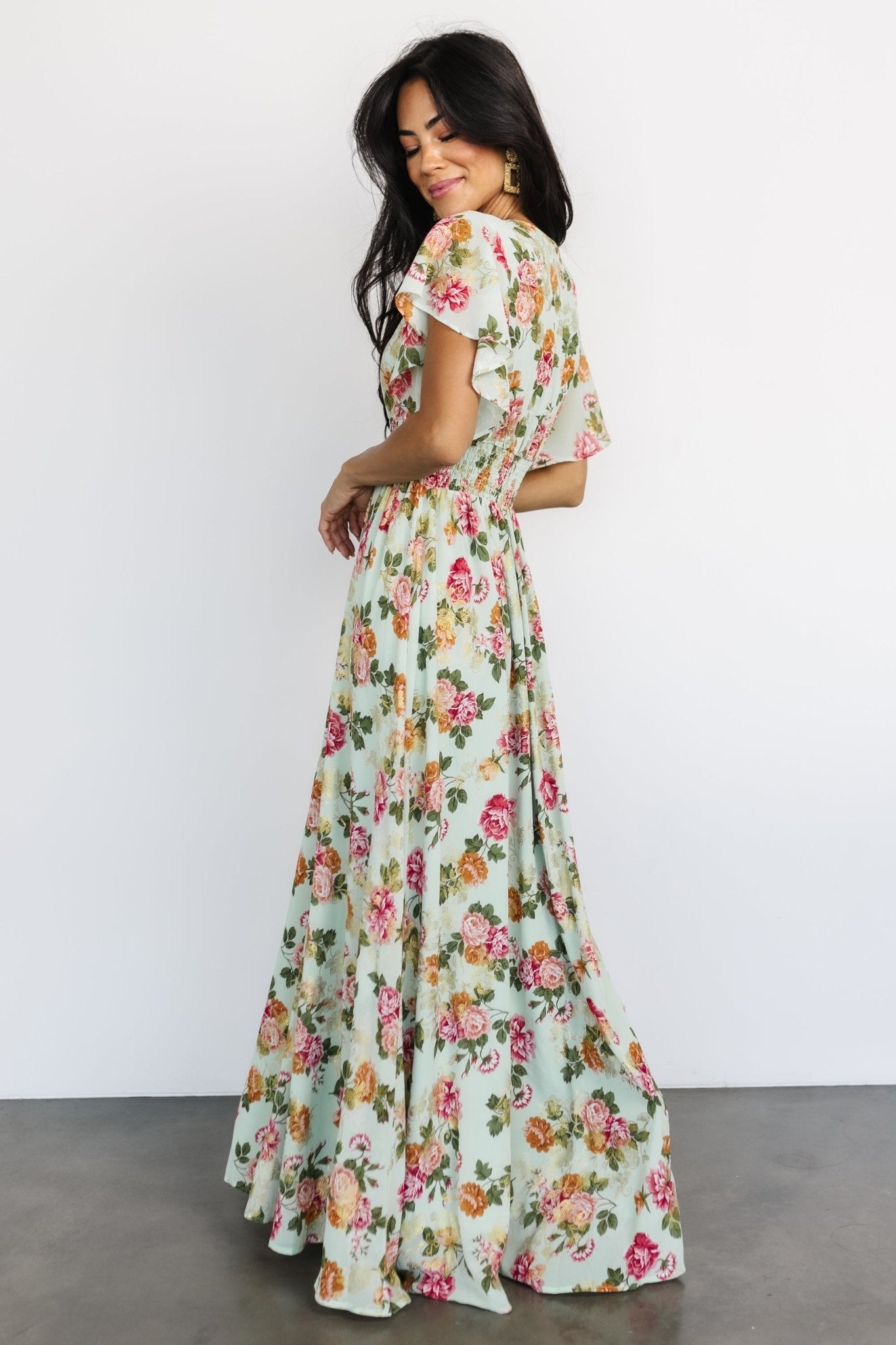 Lynlee Metallic Maxi Dress | Baltic Born Sage + Pink