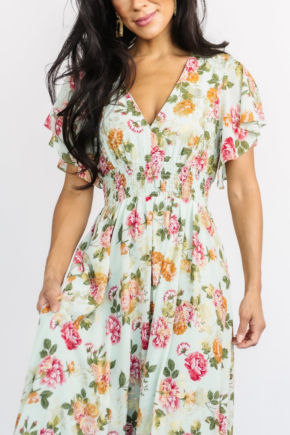 Lynlee Metallic Maxi Dress | Baltic Born Sage + Pink