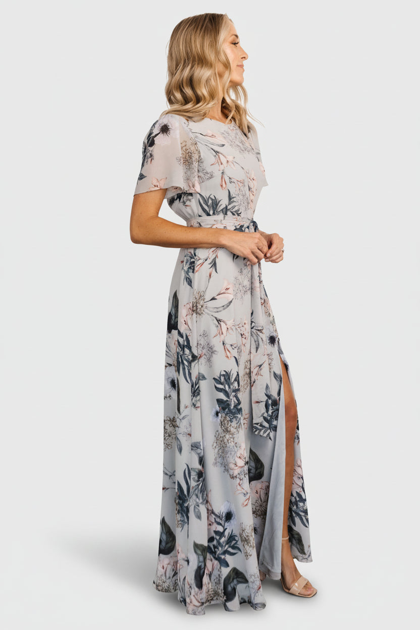 Naomi Short Sleeve Maxi Dress | Baltic Born Pale Blue Floral