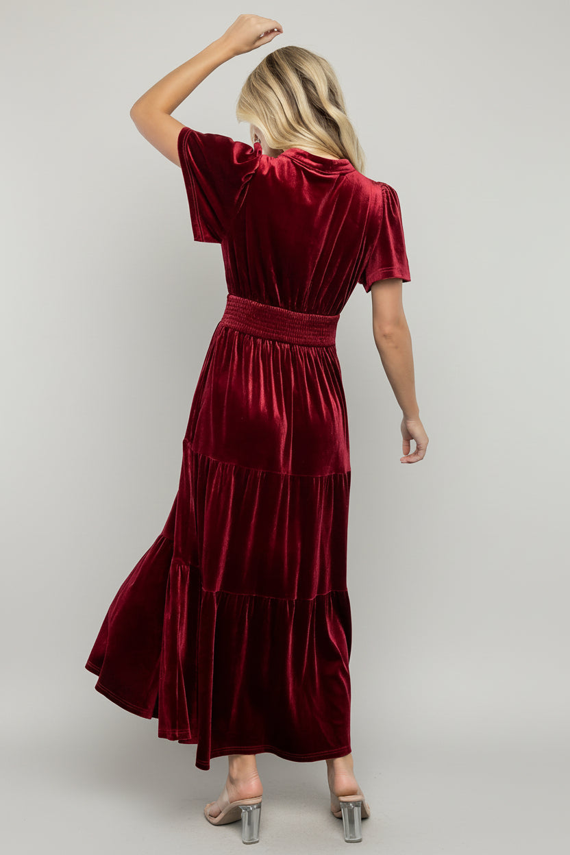 Maida Embroidered Velvet Dress | Baltic Born Cranberry
