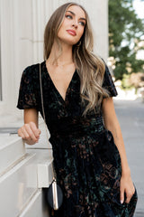 Leslie Velvet Maxi Dress | Baltic Born Black + Deep Jade Floral