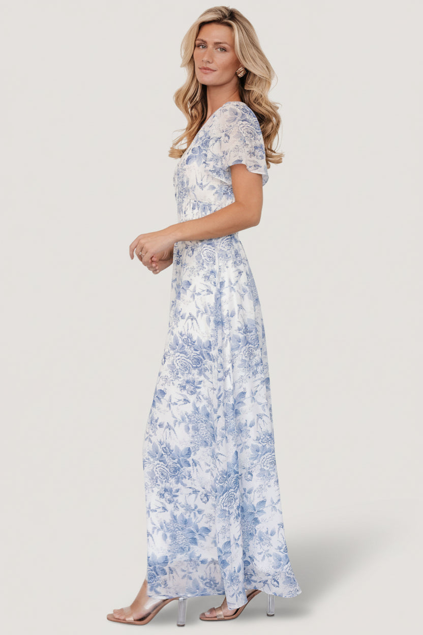 Birdie Maxi Dress | Baltic Born Off White + Blue