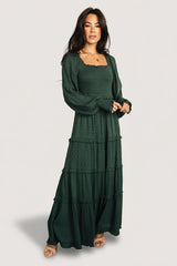 Amanda Smocked Dotted Maxi Dress | Baltic Born Evergreen