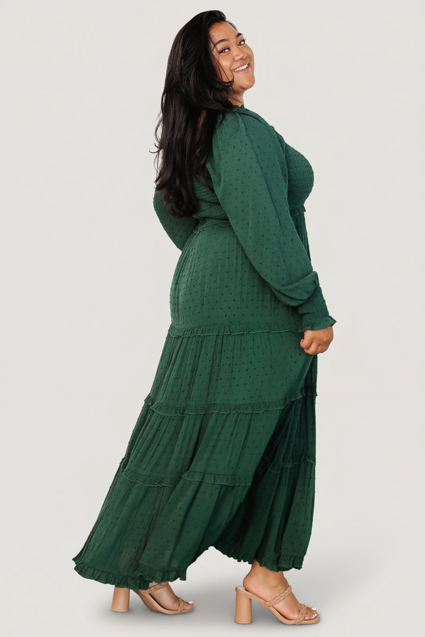 Amanda Smocked Dotted Maxi Dress | Baltic Born Evergreen