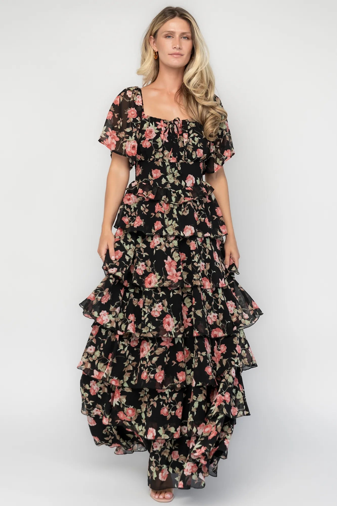 Bliss Tiered Maxi Dress | Baltic Born Black Multi Floral
