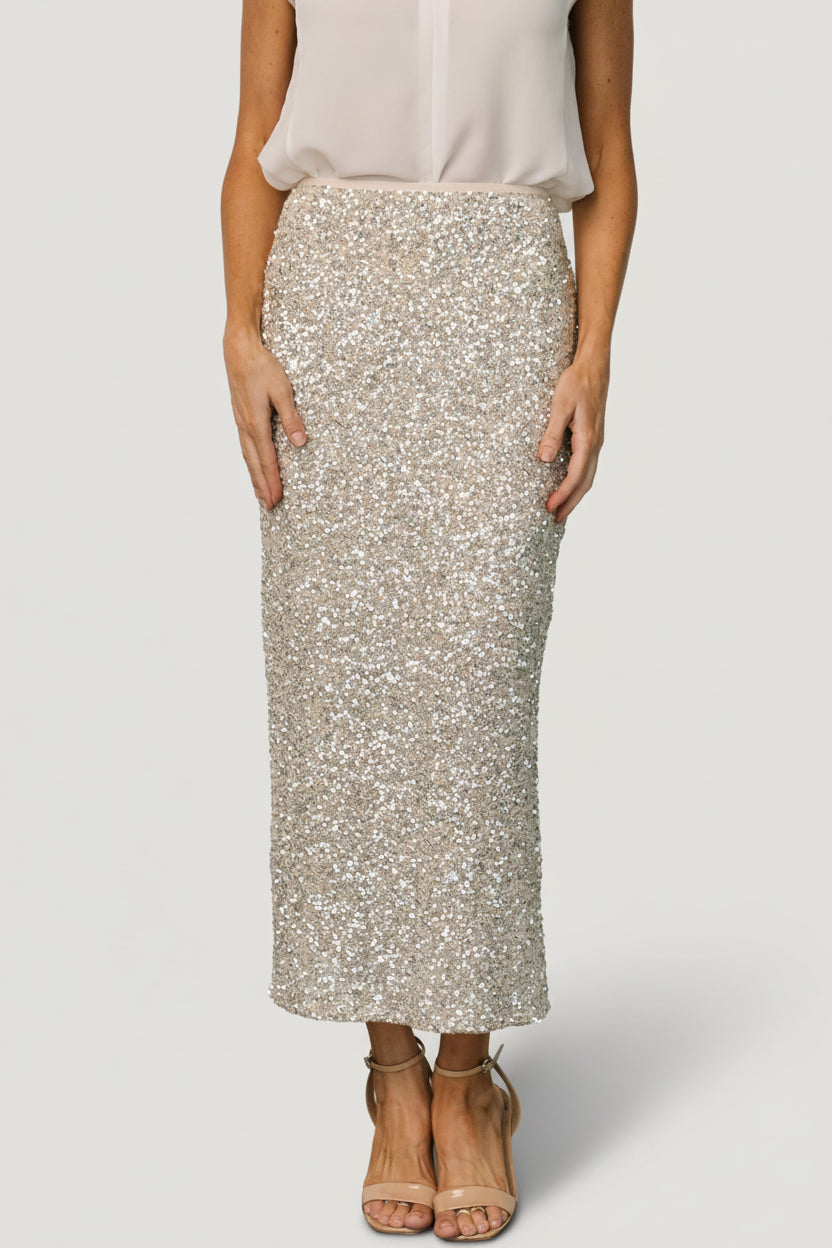Charmed Sequin Midi Skirt | Baltic Born Champagne