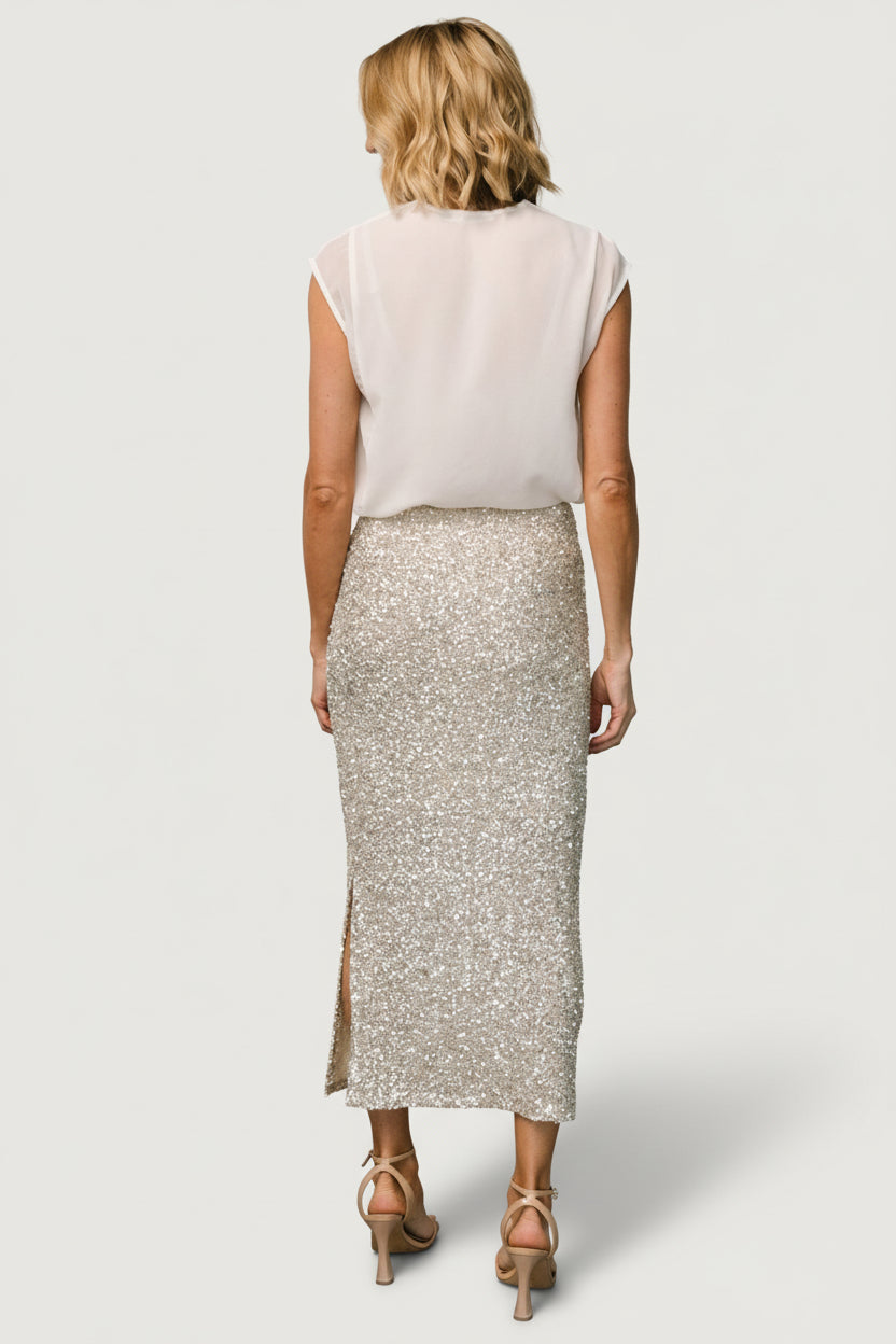 Charmed Sequin Midi Skirt | Baltic Born Champagne