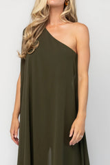 Penthouse One Shoulder Jumpsuit | Baltic Born Olive