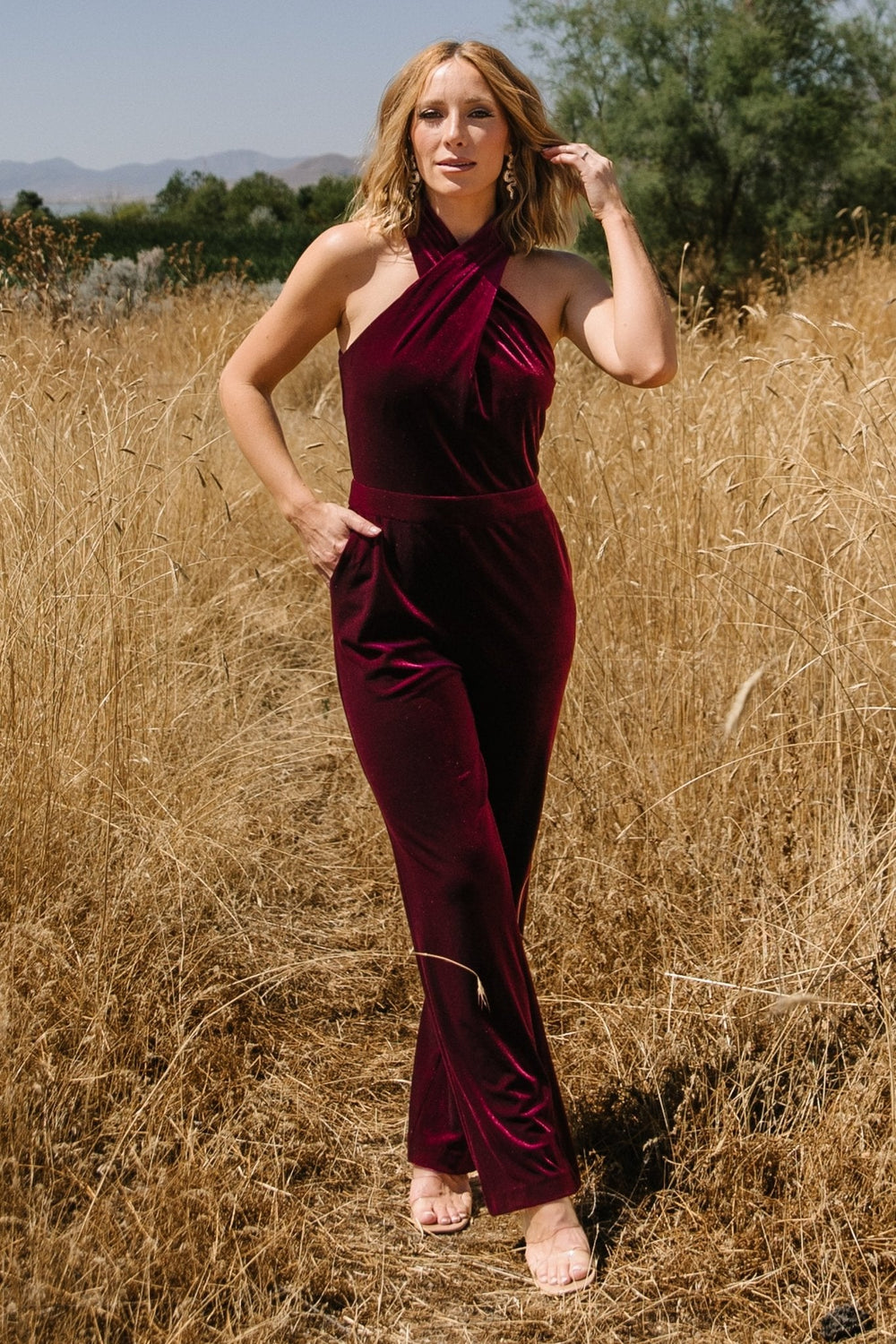 Cleopatra Velvet Jumpsuit | Baltic Born Burgundy