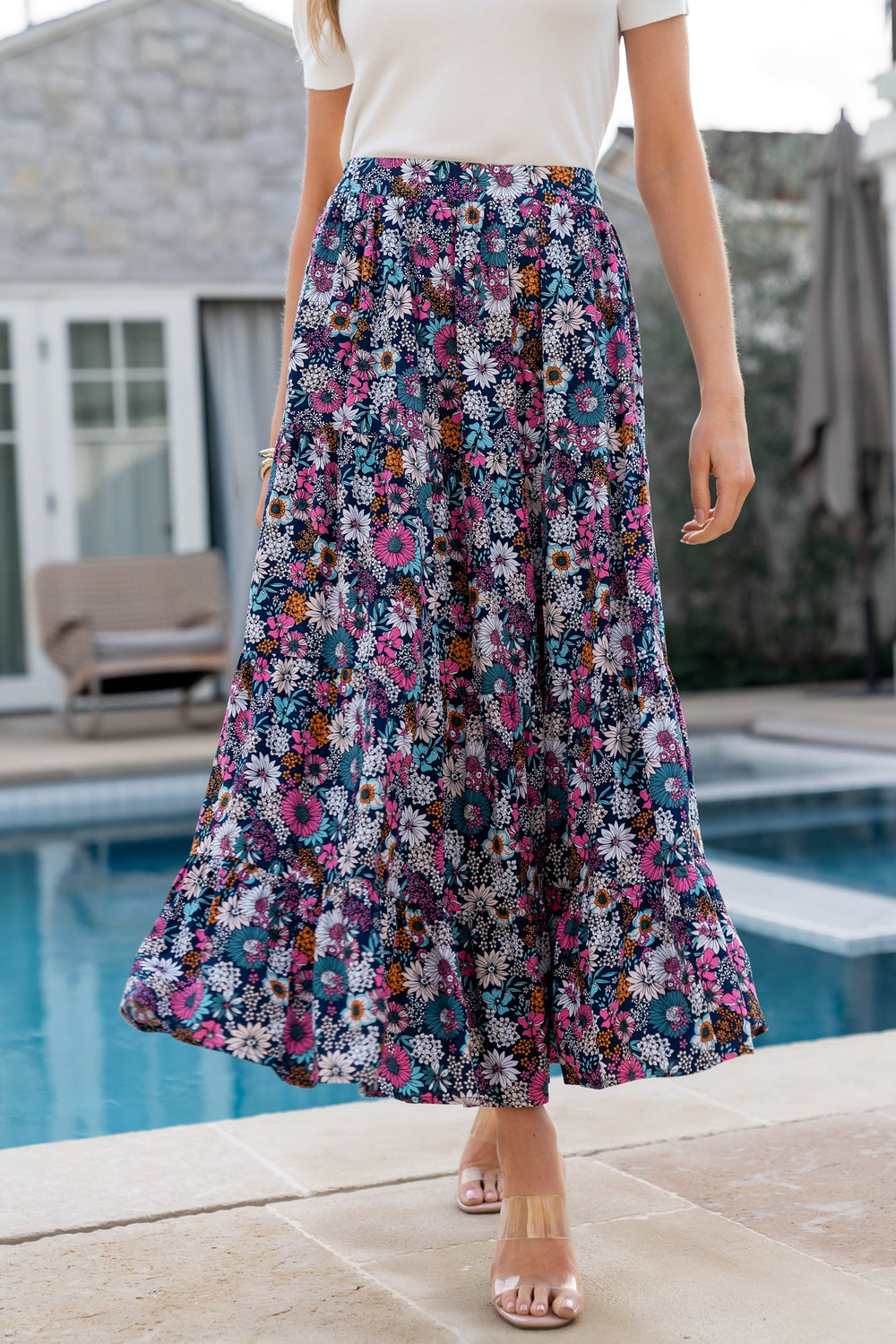 Reilly Maxi Skirt | Baltic Born Navy Flower Print