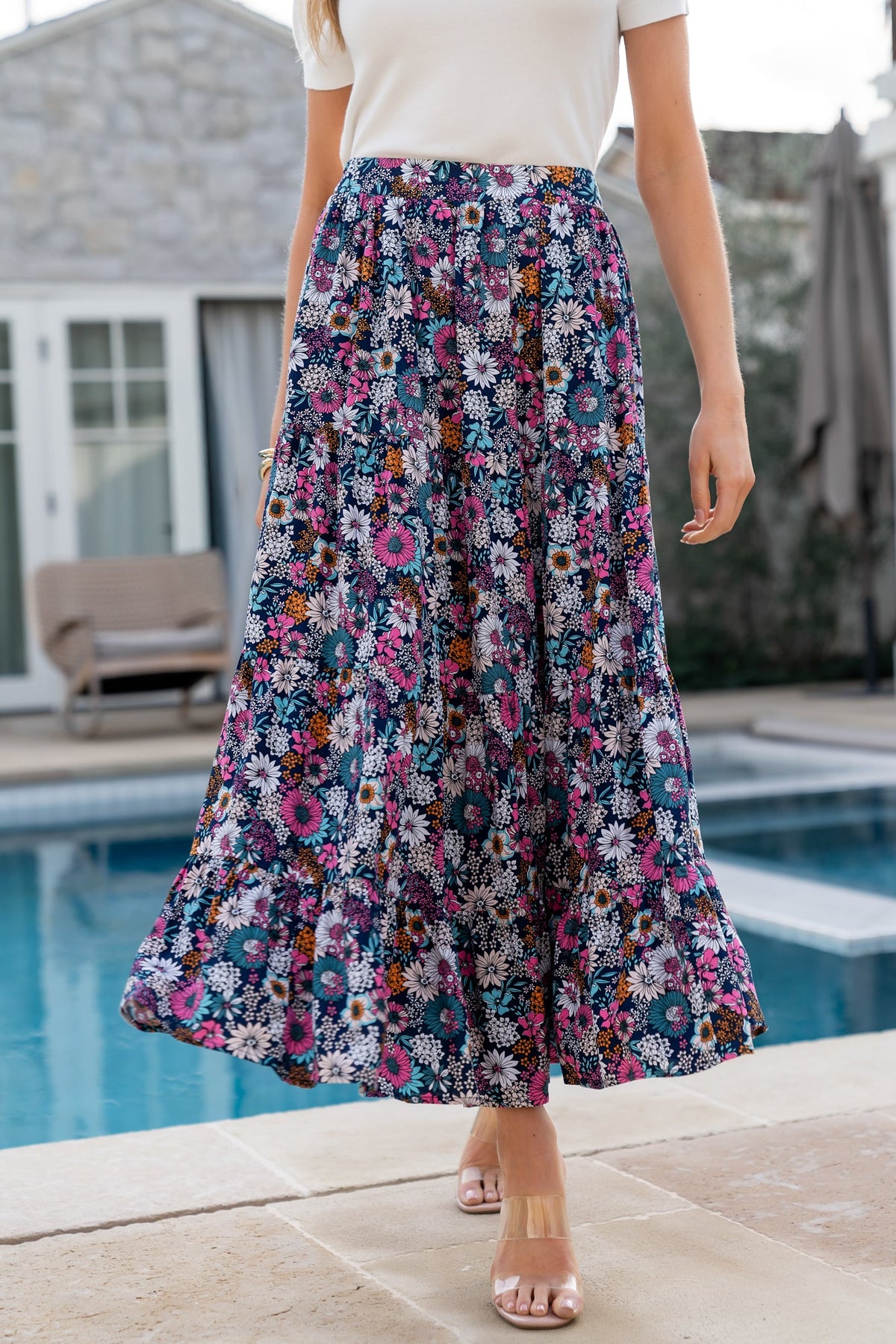 Reilly Maxi Skirt | Baltic Born Navy Flower Print