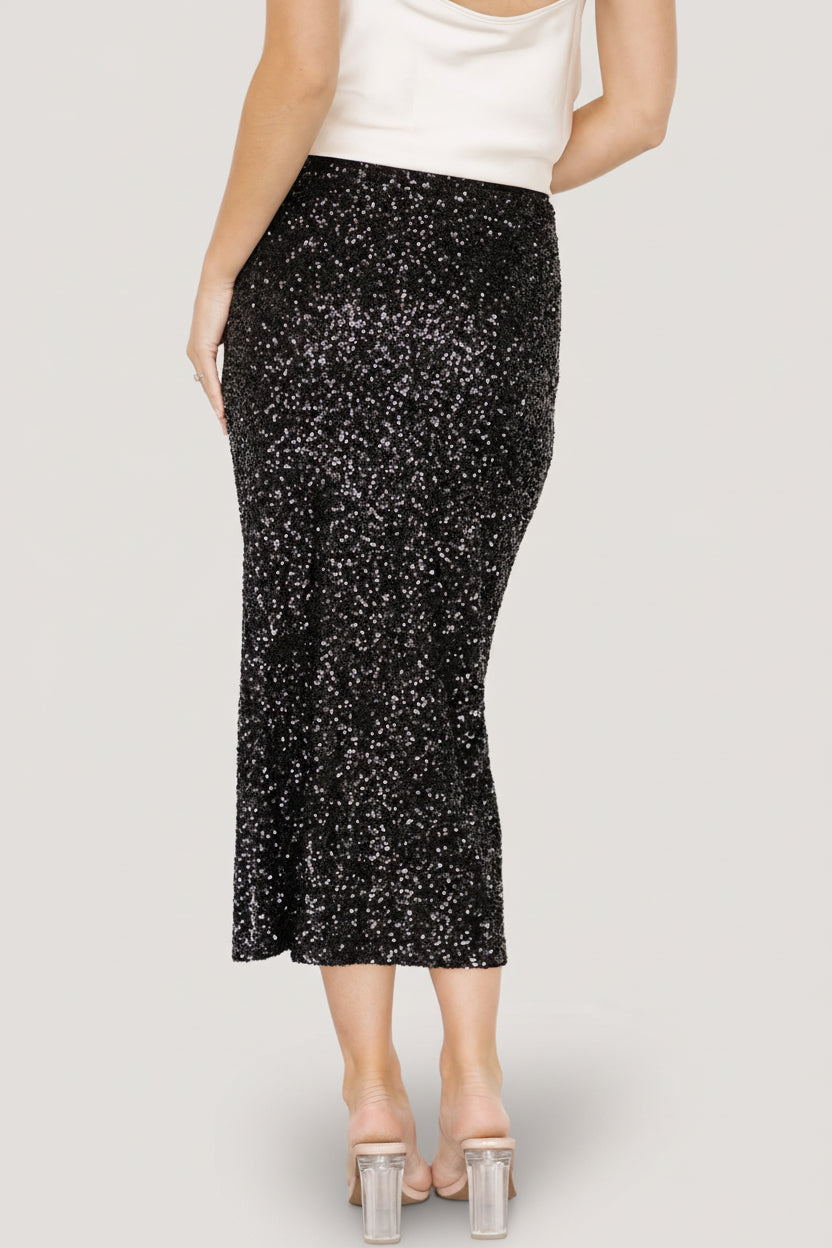 Charmed Sequin Midi Skirt | Baltic Born Black