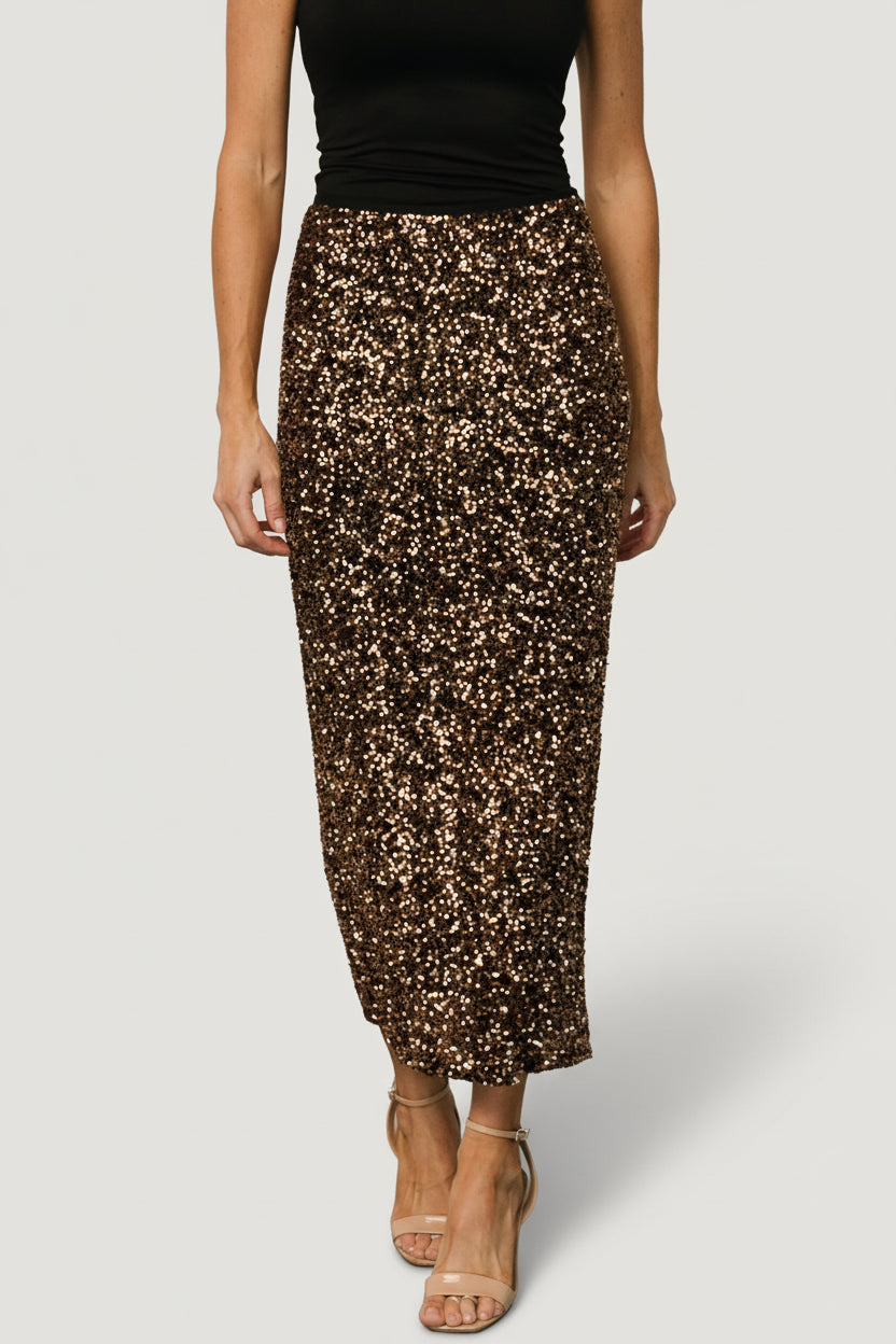 Charmed Sequin Midi Skirt | Baltic Born Bronze