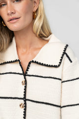 Franklin Cardigan | Baltic Born Cream + Black Stripe