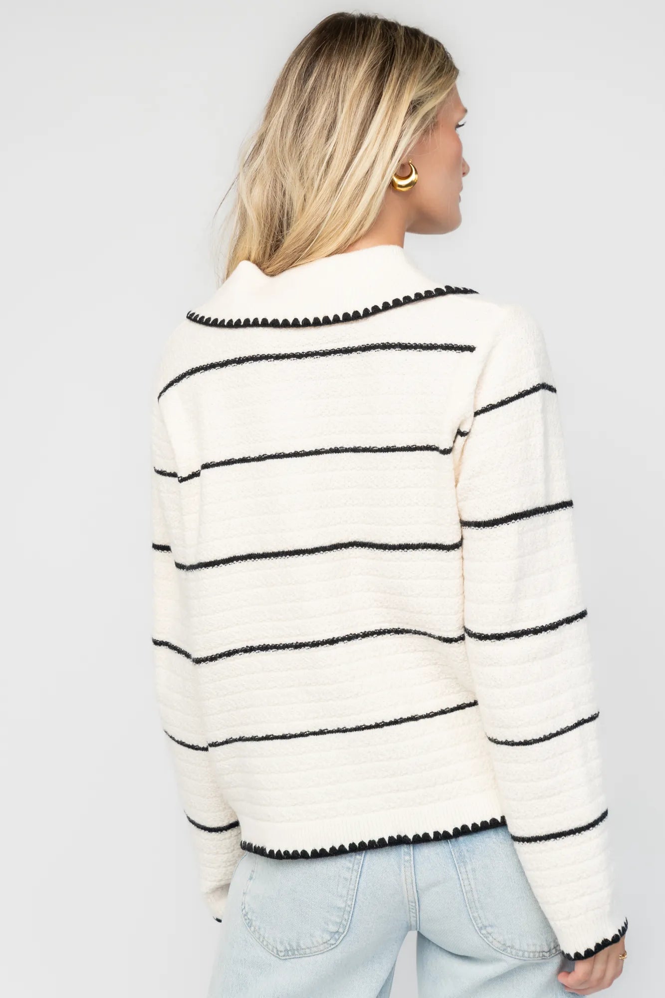 Franklin Cardigan | Baltic Born Cream + Black Stripe