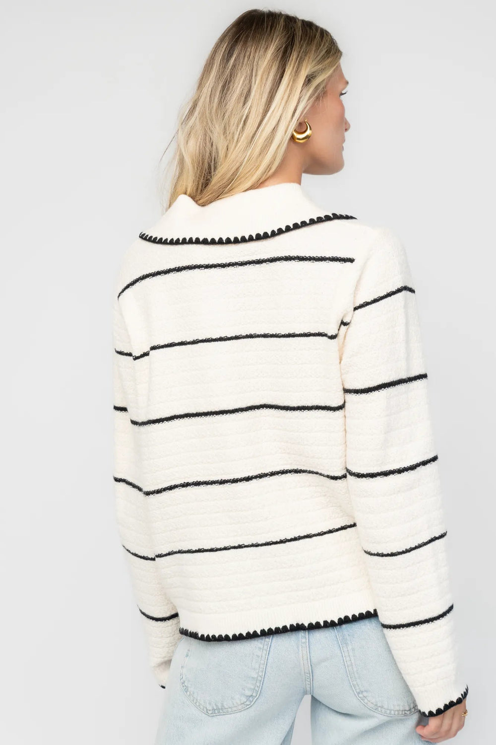 Franklin Cardigan | Baltic Born Cream + Black Stripe