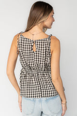 Lane Gingham Peplum Top | Baltic Born Black + Off White