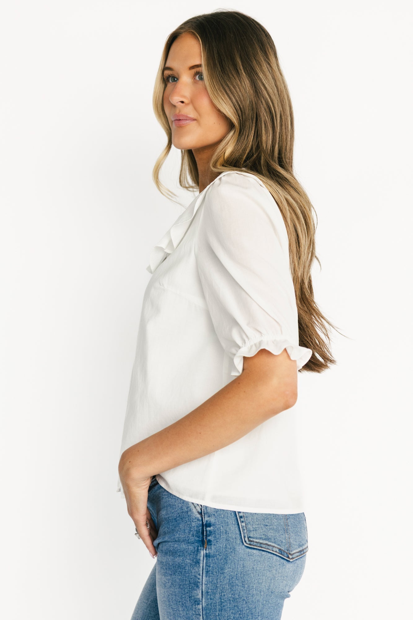 Daisy Ruffle Button Up Top | Baltic Born Off White