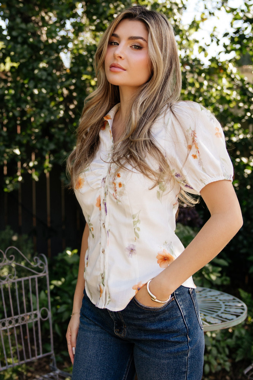 Fiona Button Up Blouse | Baltic Born Off White + Multi Floral