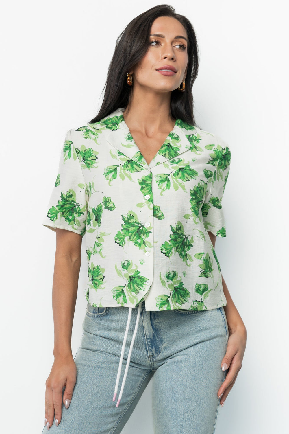 Mar Button Up Top | Baltic Born Green Floral