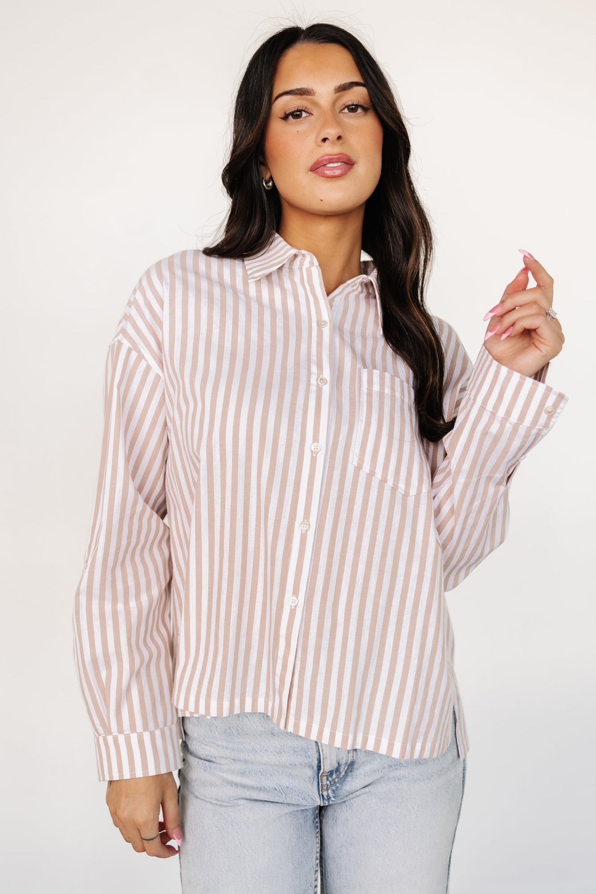 Shasta Button Up Top | Baltic Born Beige Stripe