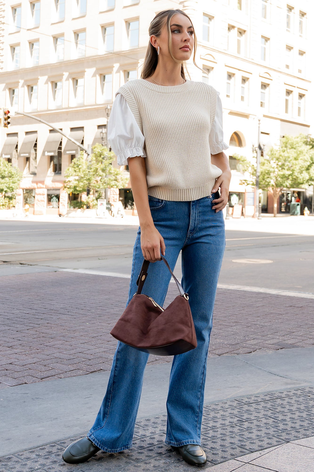 Taylor Puff Sleeve Top | Baltic Born Cream + Ivory