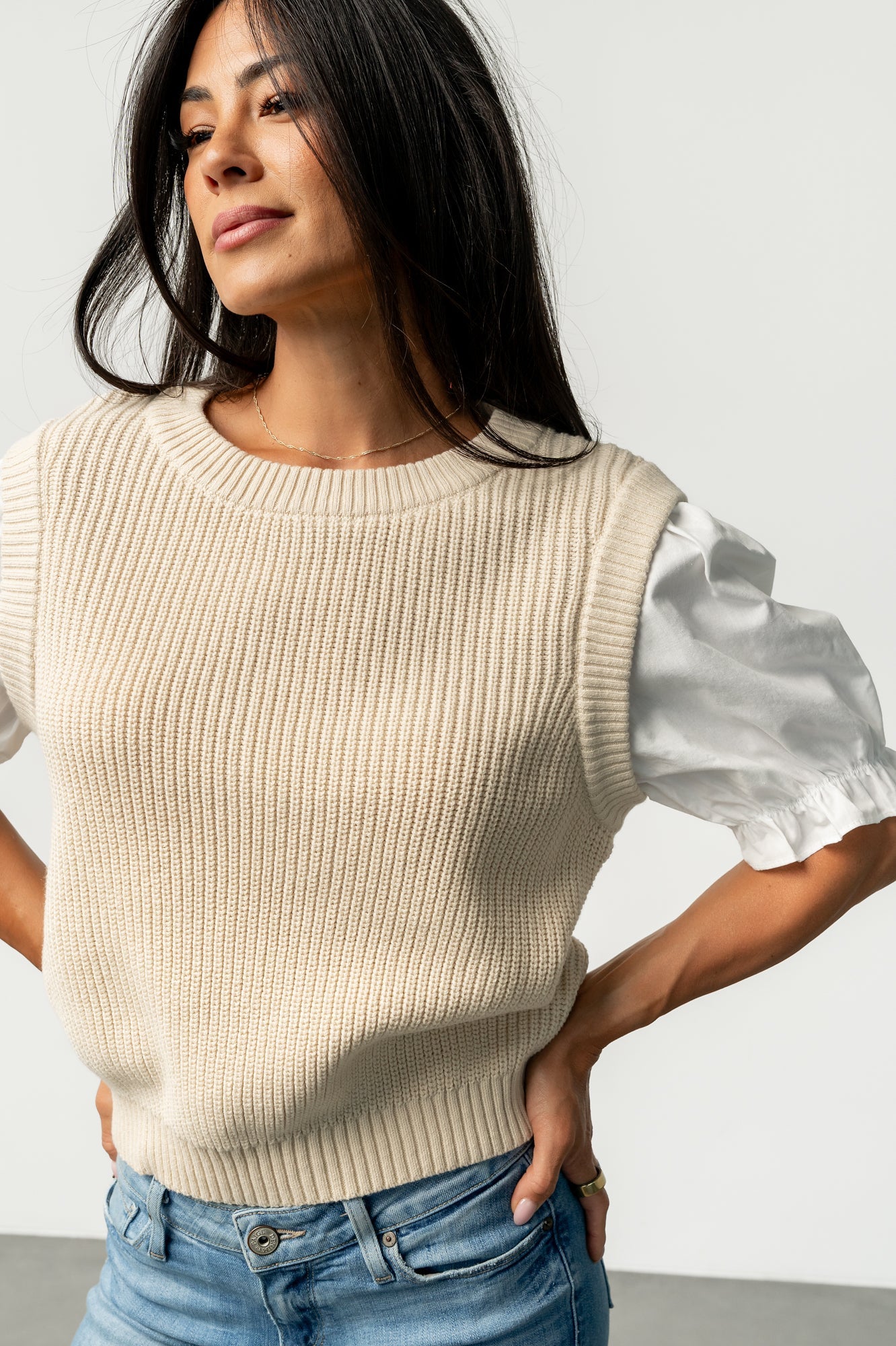 Taylor Puff Sleeve Top | Baltic Born Cream + Ivory
