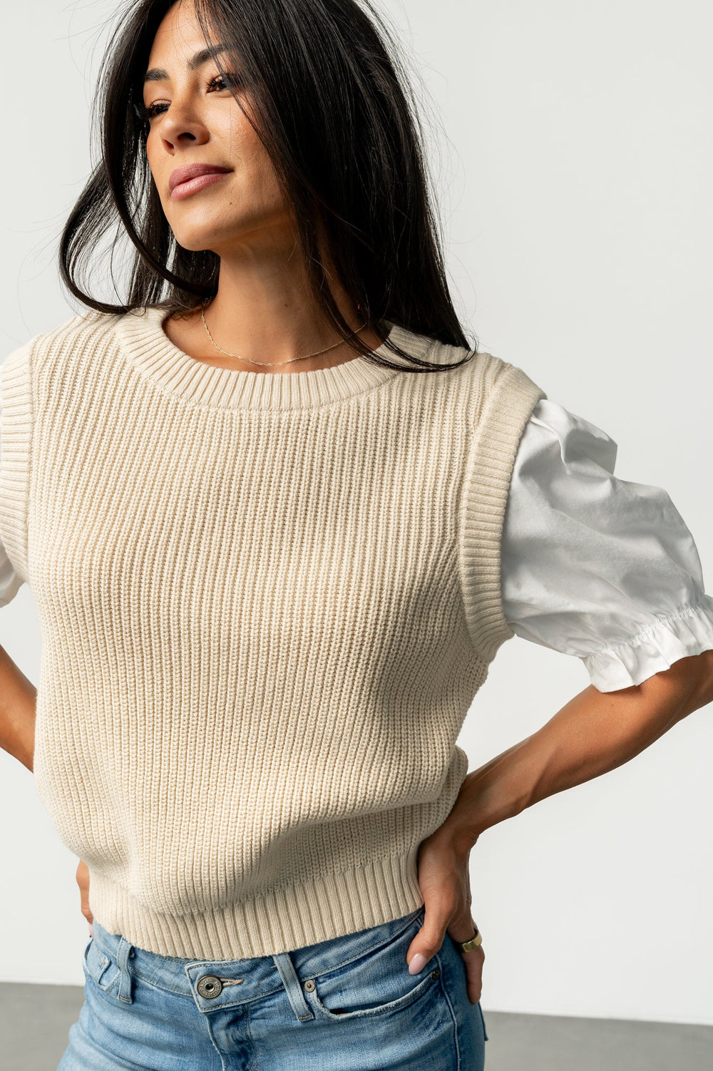 Taylor Puff Sleeve Top | Baltic Born Cream + Ivory