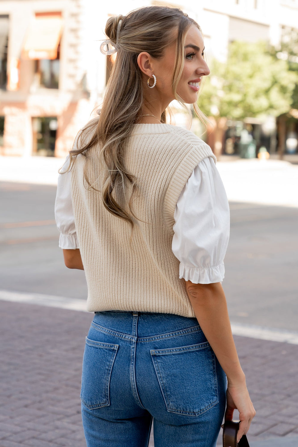 Taylor Puff Sleeve Top | Baltic Born Cream + Ivory