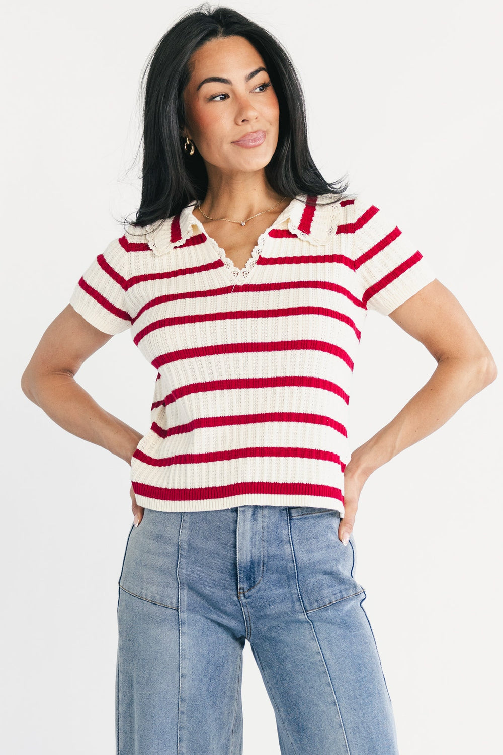 Molly Striped Collar Top | Baltic Born Red