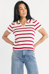 Molly Striped Collar Top | Baltic Born Red
