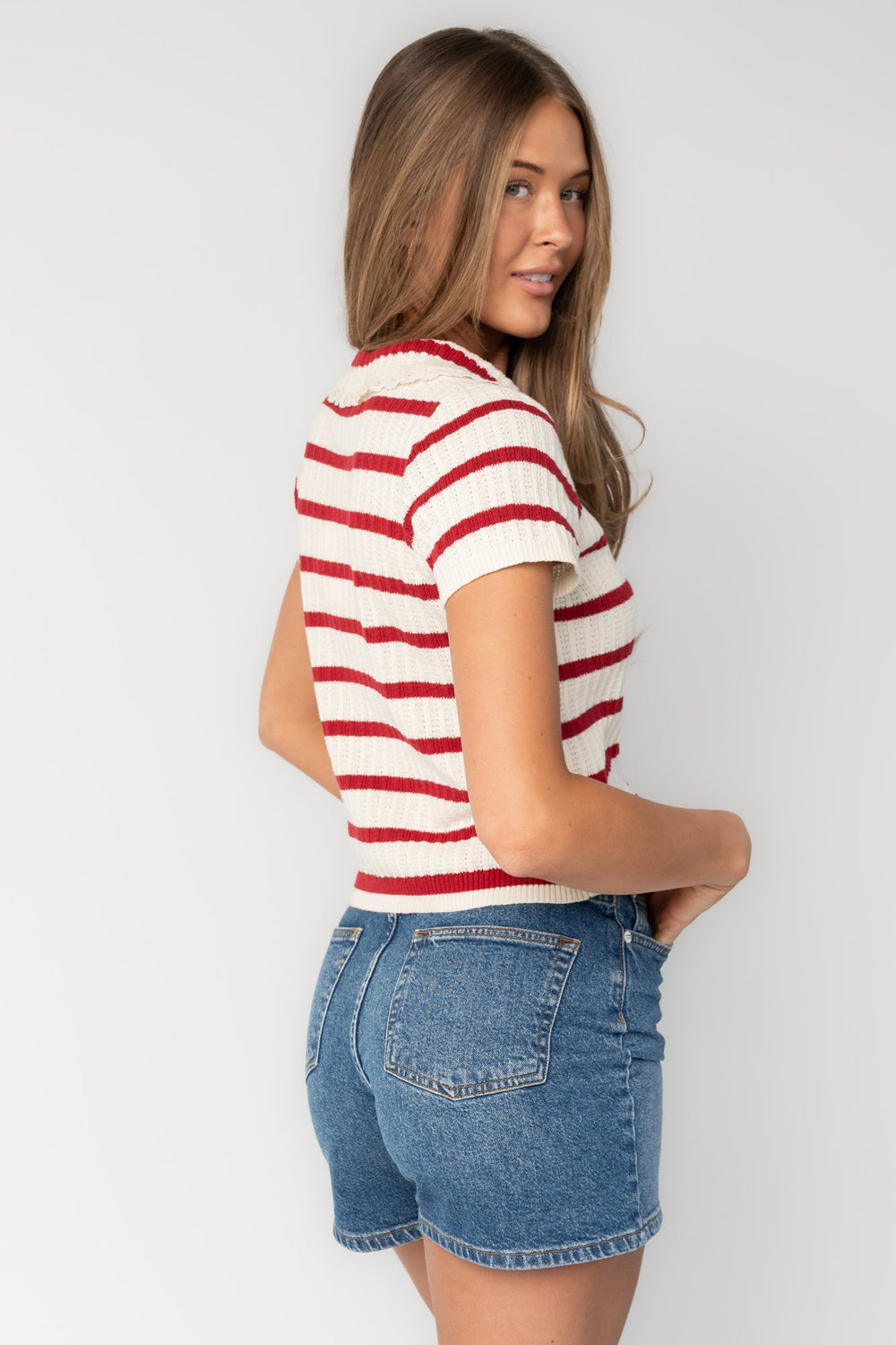 Molly Striped Collar Top | Baltic Born Red