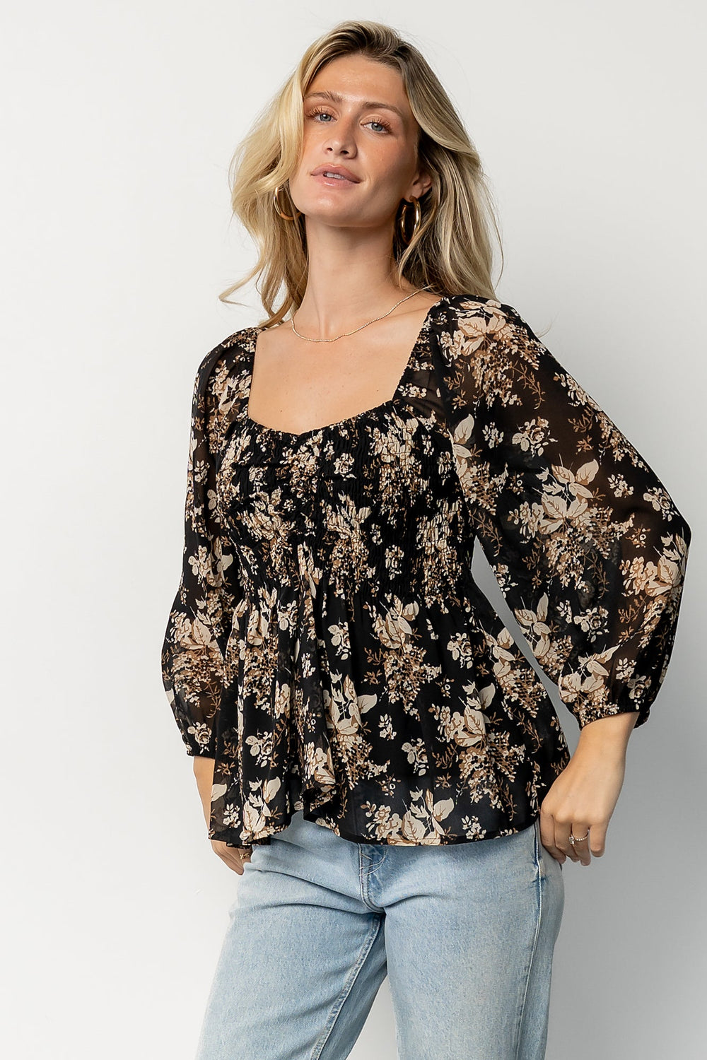 Fenna Smocked Top | Baltic Born Black Floral