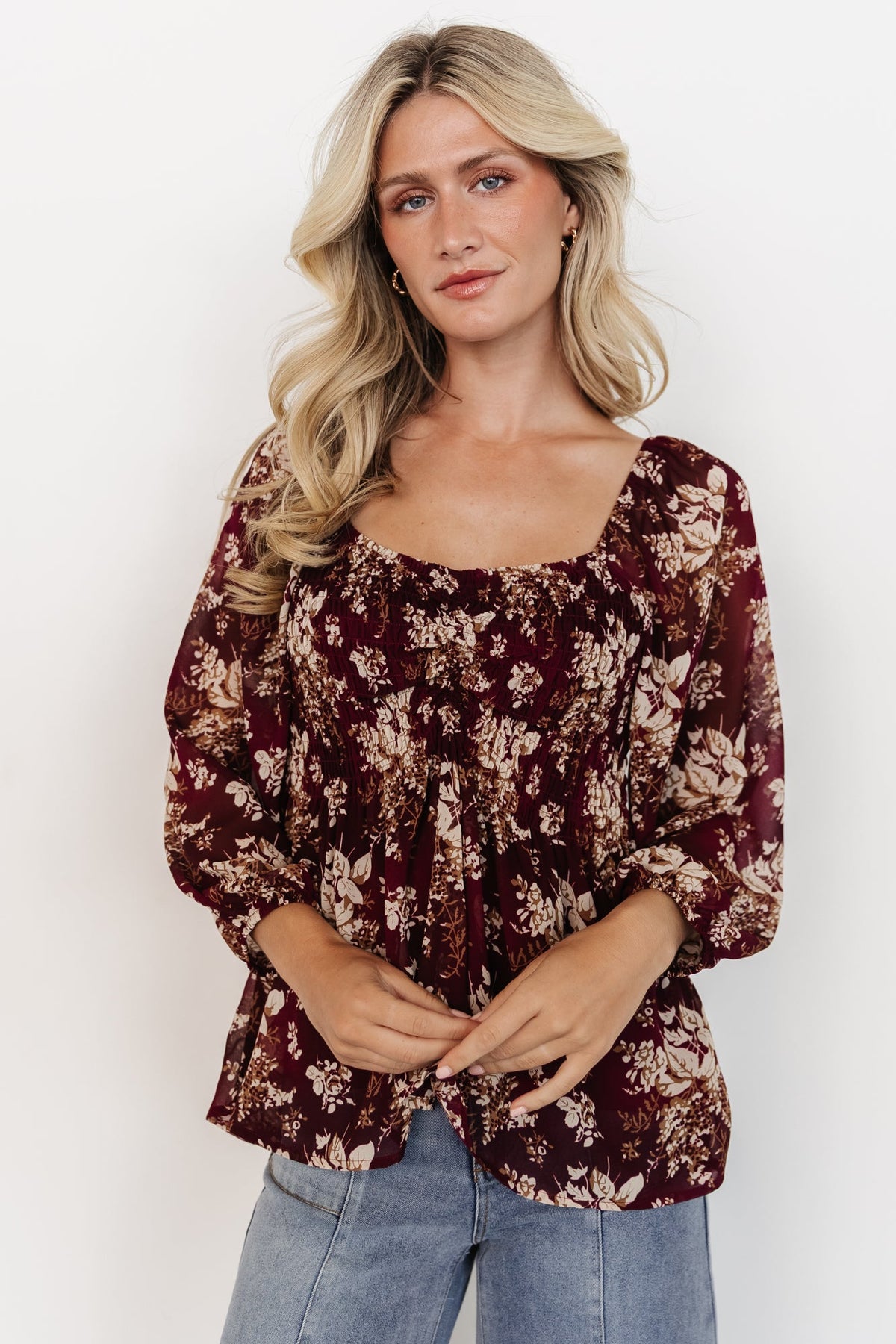Fenna Smocked Top | Baltic Born Burgundy Floral