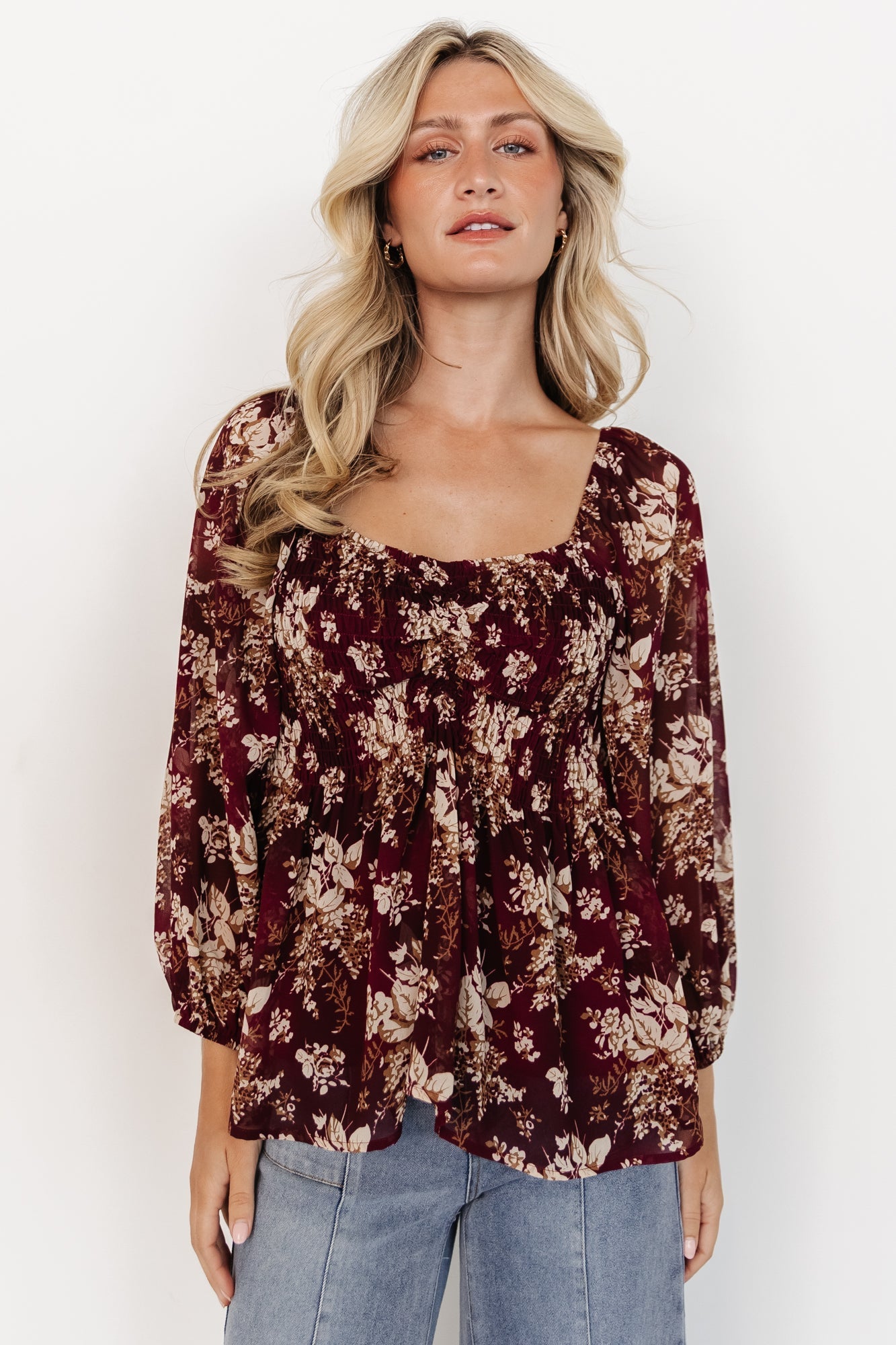 Fenna Smocked Top | Baltic Born Burgundy Floral