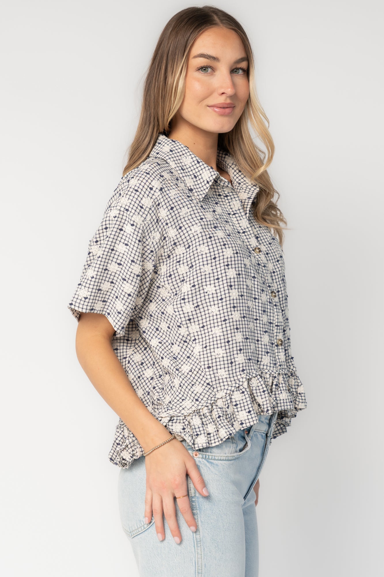 Jalen Relaxed Peplum Top | Baltic Born Blue
