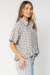 Jalen Relaxed Peplum Top | Baltic Born Blue