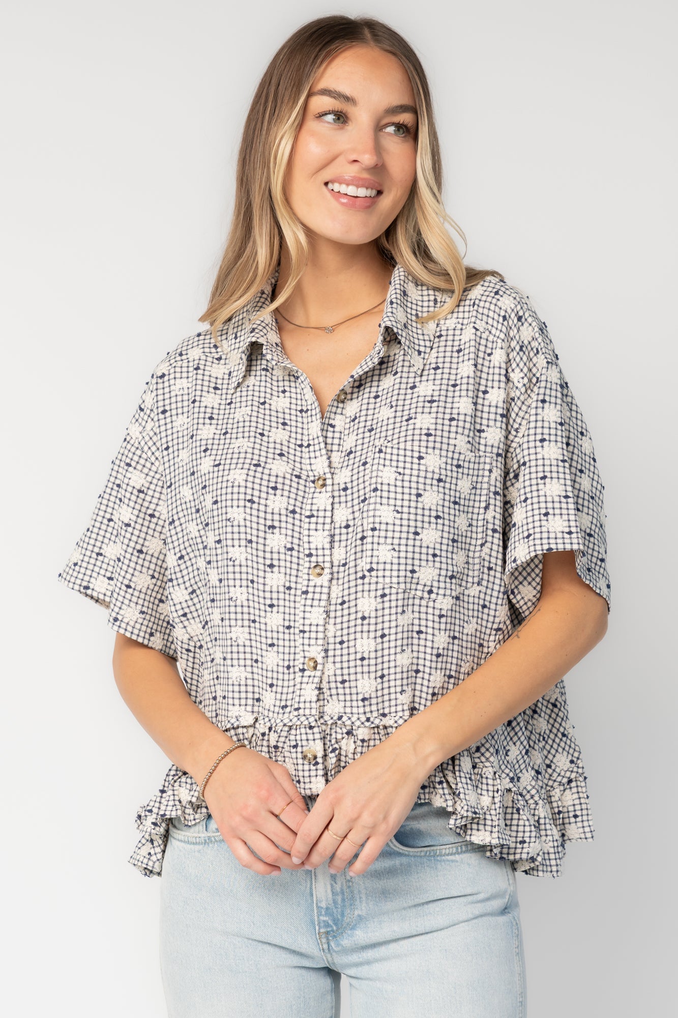 Jalen Relaxed Peplum Top | Baltic Born Blue