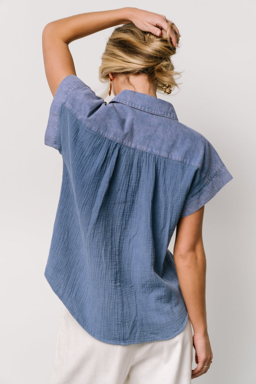 Jaye Button Top | Baltic Born Denim Blue