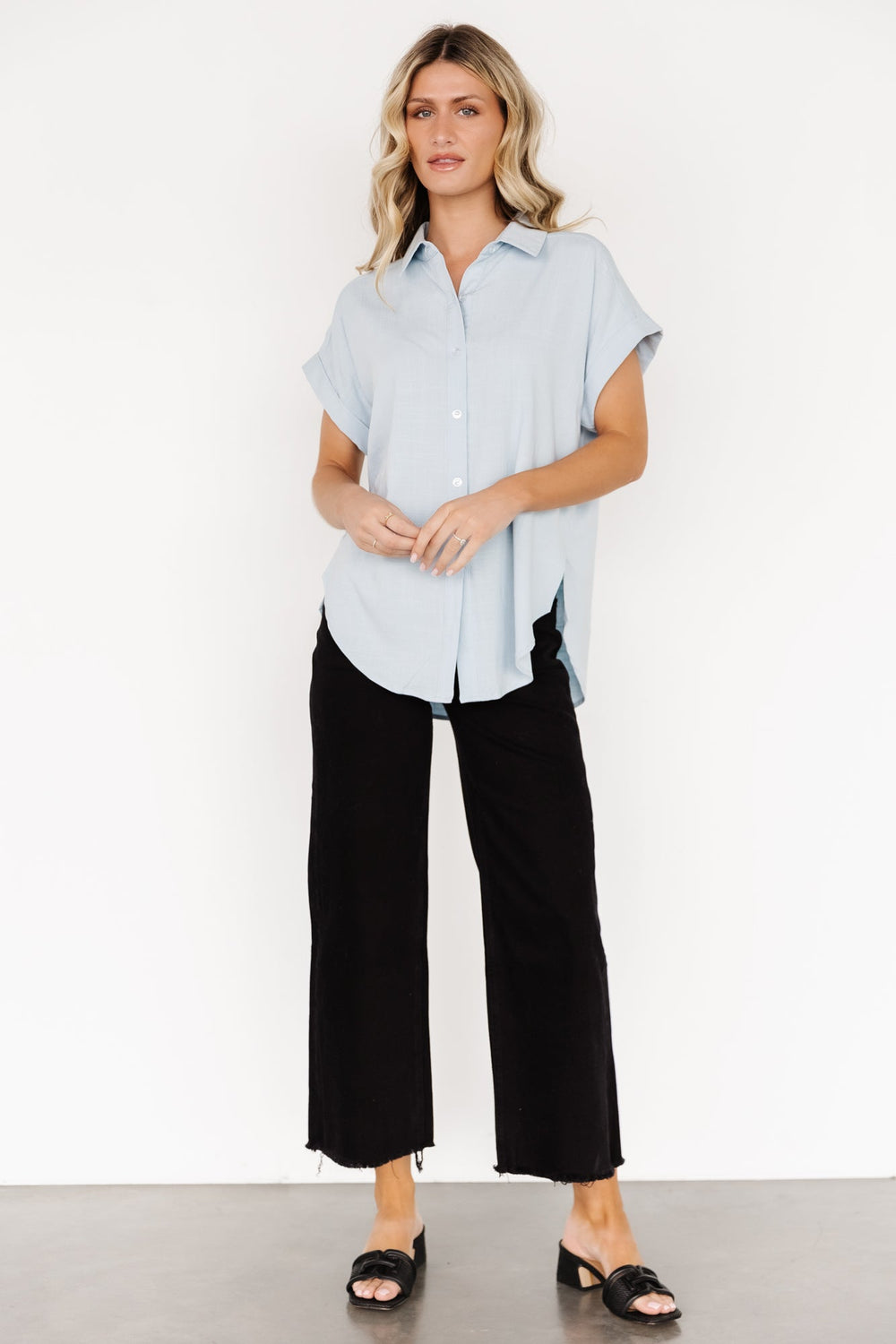 Clarke Button Up Top | Baltic Born Light Blue