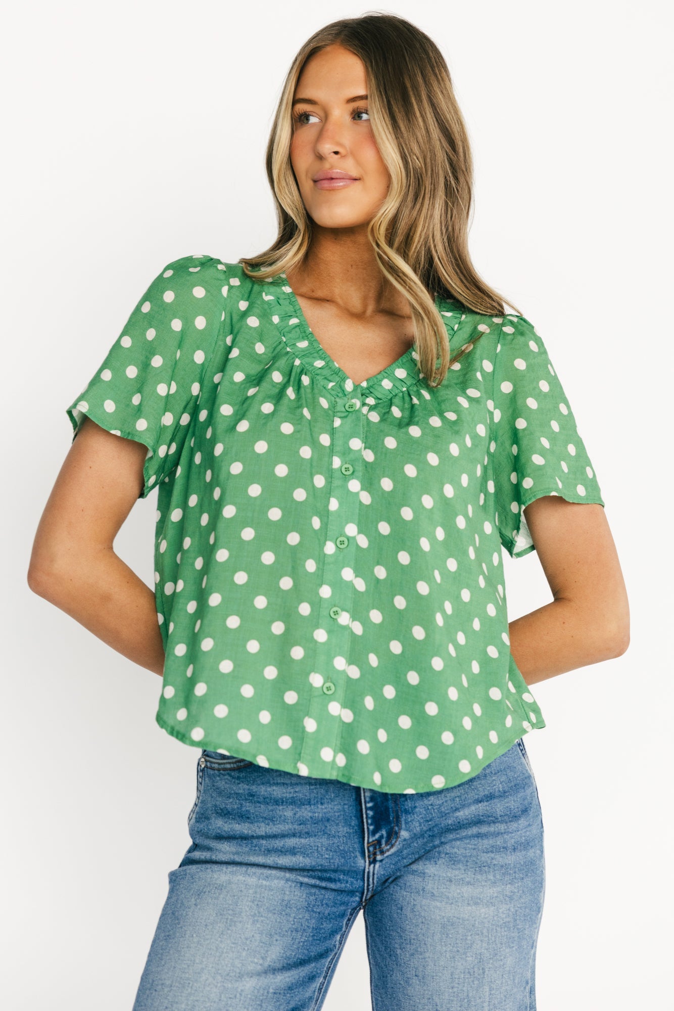 Posy Button Up Top | Baltic Born Green Dot