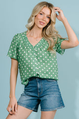 Posy Button Up Top | Baltic Born Green Dot