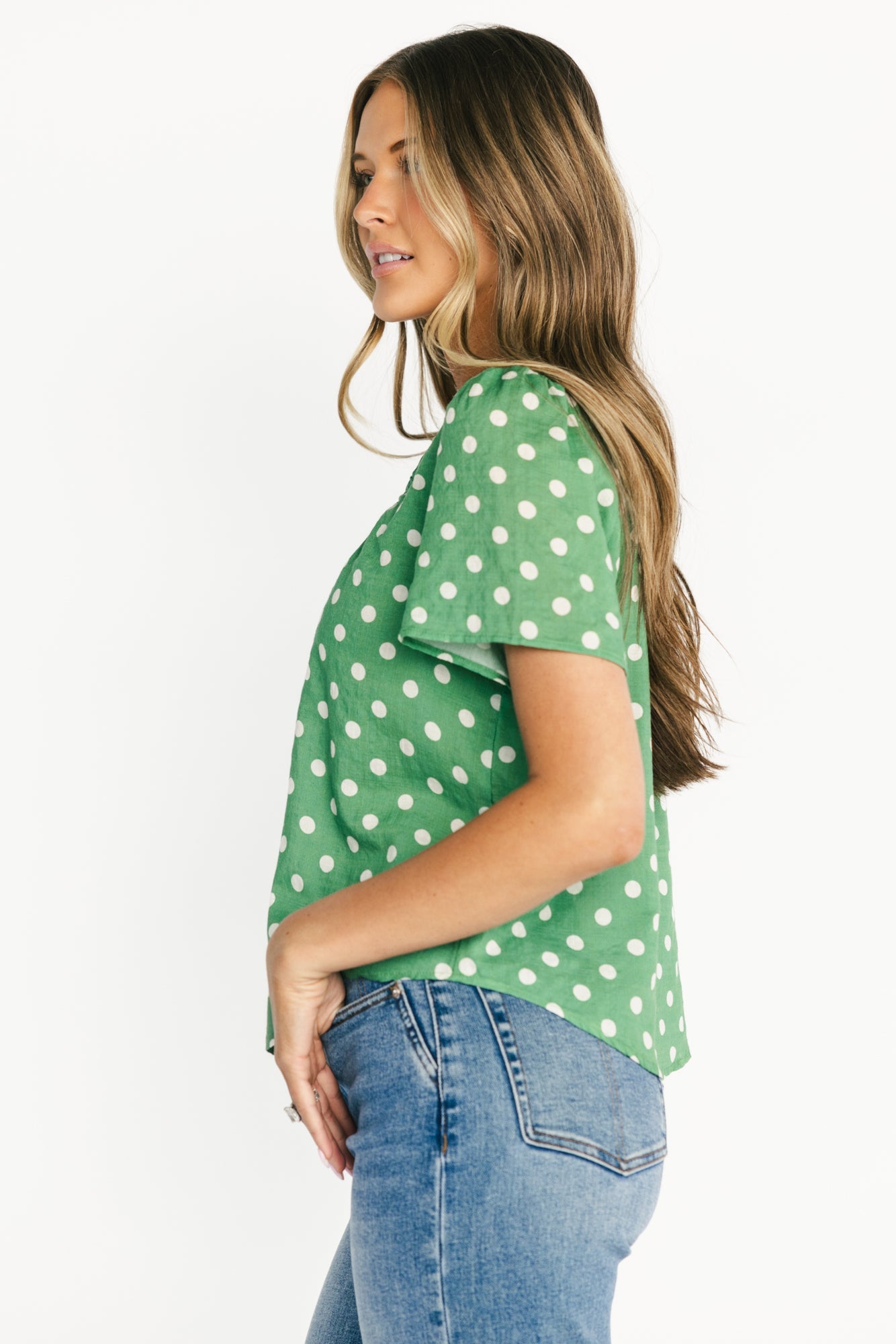 Posy Button Up Top | Baltic Born Green Dot