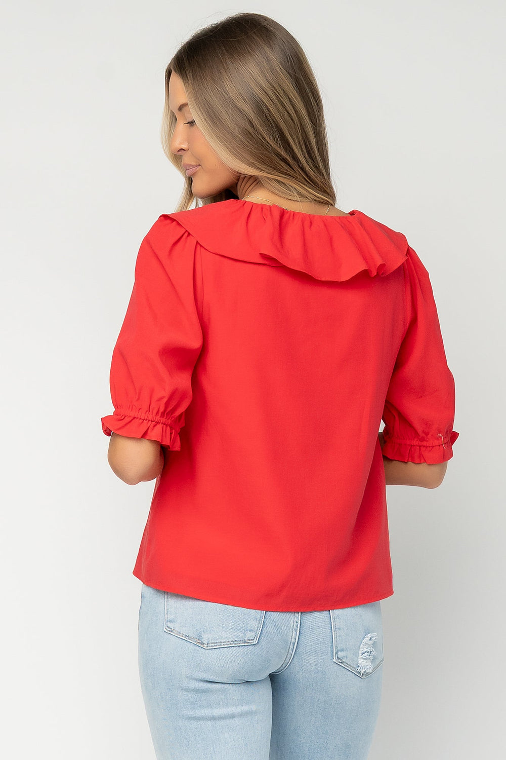 Daisy Ruffle Button Up Top | Baltic Born Red