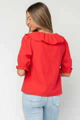 Daisy Ruffle Button Up Top | Baltic Born Red