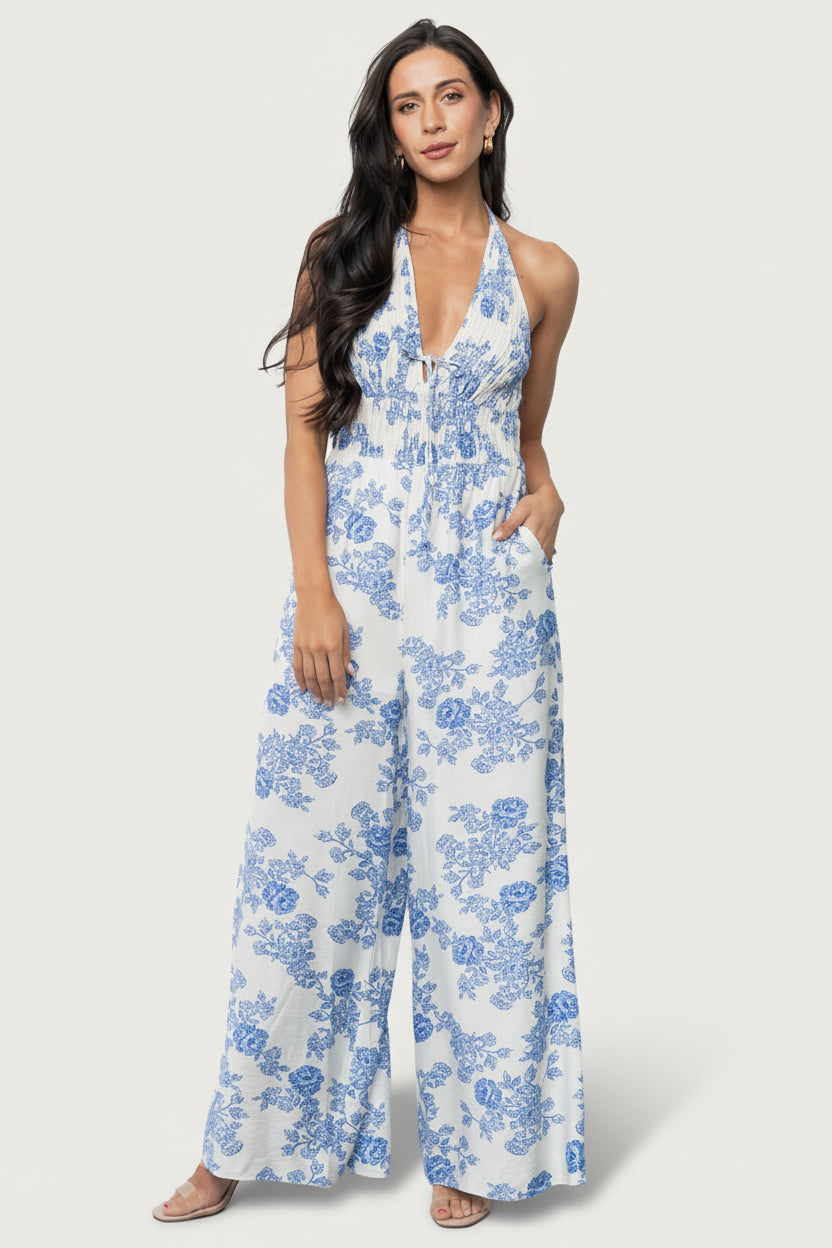 Promesa Halter Jumpsuit | Baltic Born Blue Floral