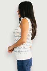 Baeza Crochet Tank | Baltic Born Blue + Off White