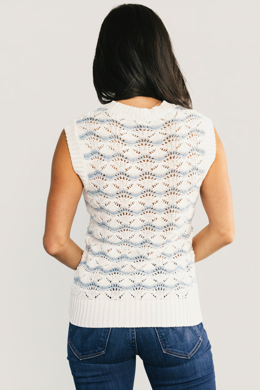 Baeza Crochet Tank | Baltic Born Blue + Off White