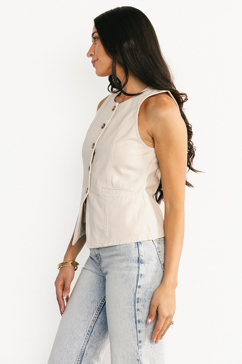 Luz Denim Vest | Baltic Born Ecru